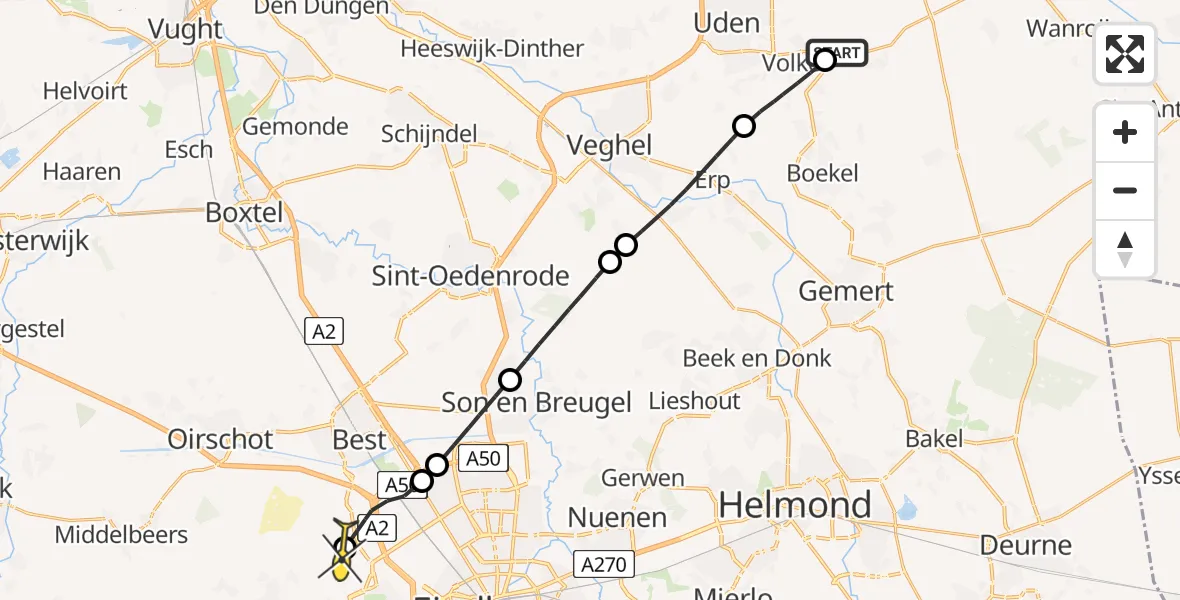 Routekaart van de vlucht: Lifeliner 3 naar Eindhoven Airport, Schadronstraat