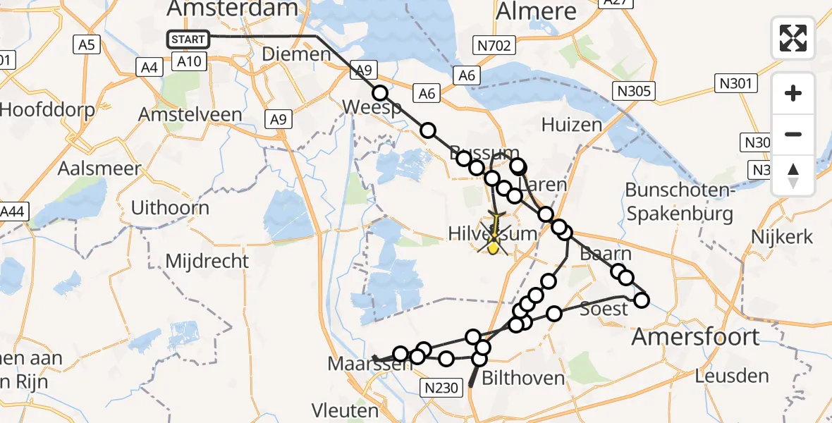 Routekaart van de vlucht: Politiehelikopter naar Hilversum, Eerste Schinkelstraat