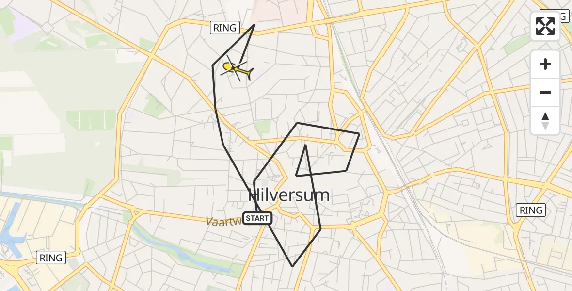 Routekaart van de vlucht: Politiehelikopter naar Hilversum, Heuvellaan
