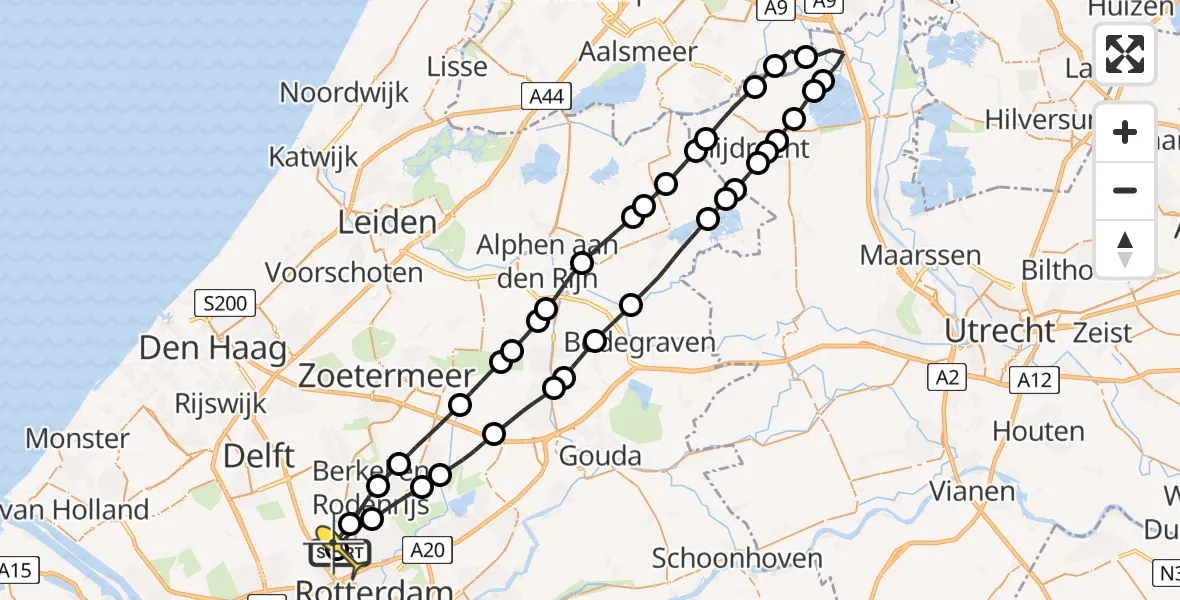 Routekaart van de vlucht: Lifeliner 2 naar Rotterdam The Hague Airport, Doenkadepad