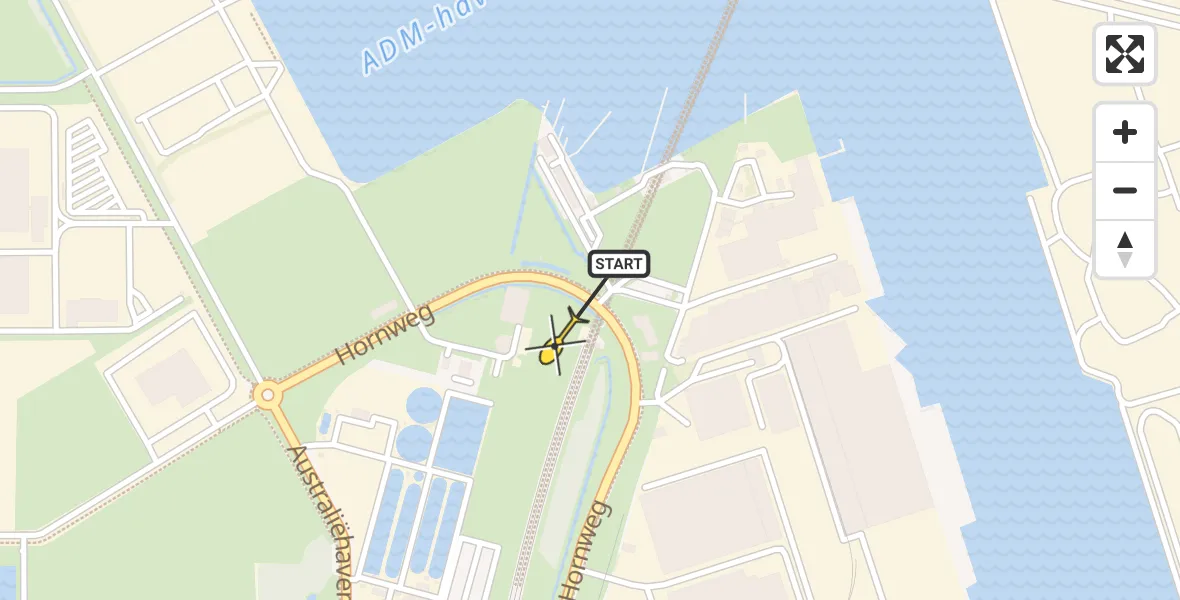 Routekaart van de vlucht: Lifeliner 1 naar Amsterdam Heliport, Hornweg