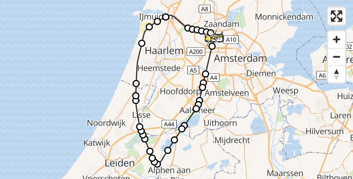 Routekaart van de vlucht: Lifeliner 1 naar Amsterdam Heliport, Westpoortweg