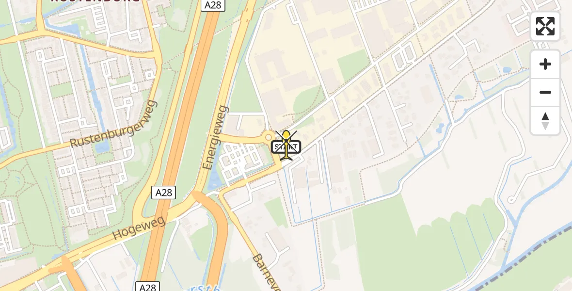 Routekaart van de vlucht: Lifeliner 1 naar Amersfoort, Hogeweg