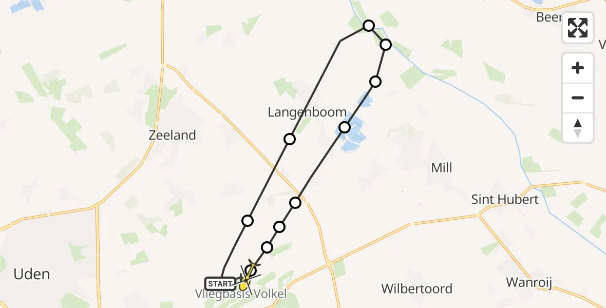 Routekaart van de vlucht: Lifeliner 3 naar Vliegbasis Volkel, Millsebaan