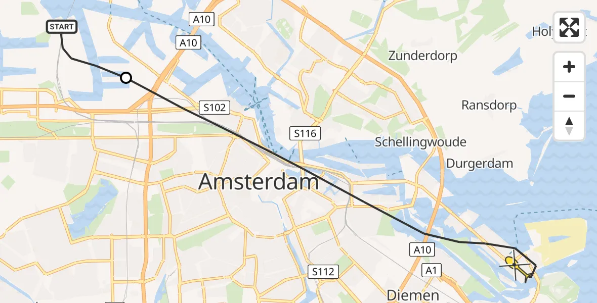 Routekaart van de vlucht: Lifeliner 1 naar Amsterdam, Maltaweg