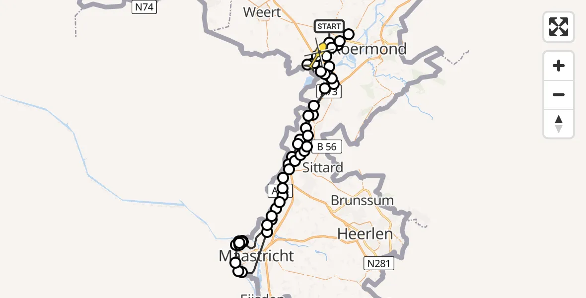 Routekaart van de vlucht: Politiehelikopter naar Grathem, De Posthof