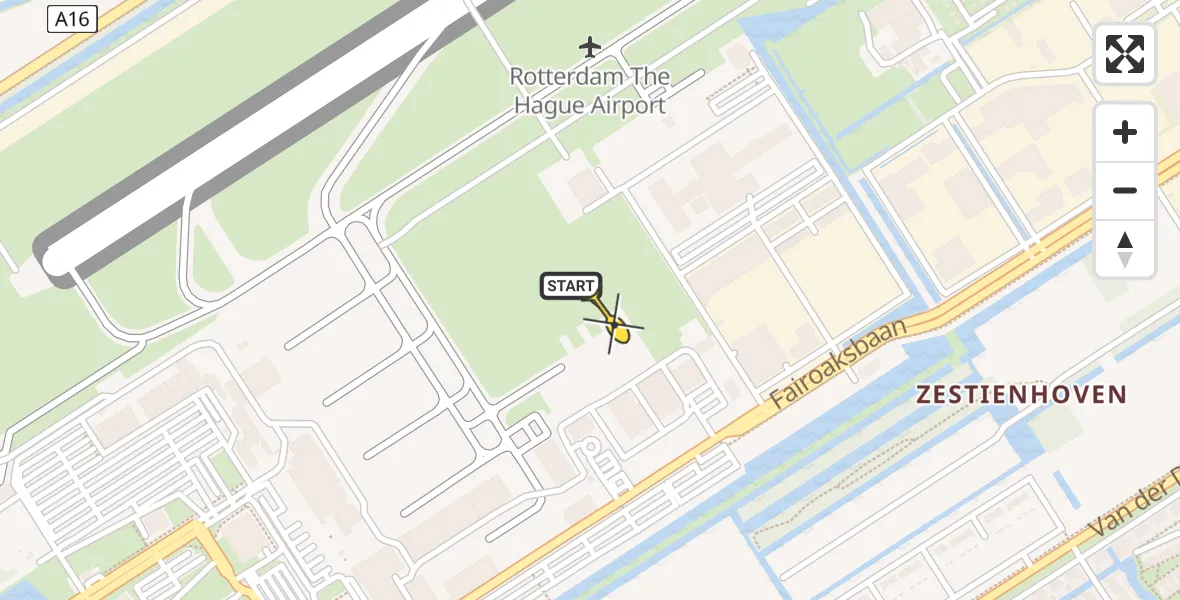 Vluchtroute Politiehelikopter van Rotterdam The Hague Airport naar Rotterdam The Hague Airport