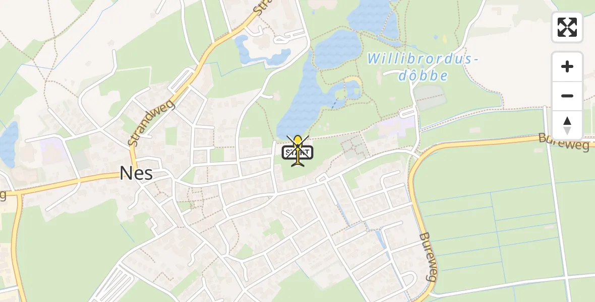 Routekaart van de vlucht: Ambulancehelikopter naar Nes, Paasduinweg