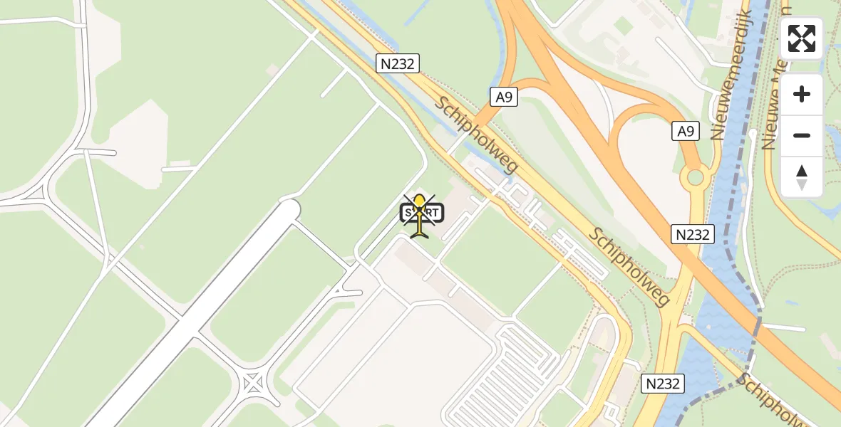 Vluchtroute Politiehelikopter van Schiphol naar Schiphol