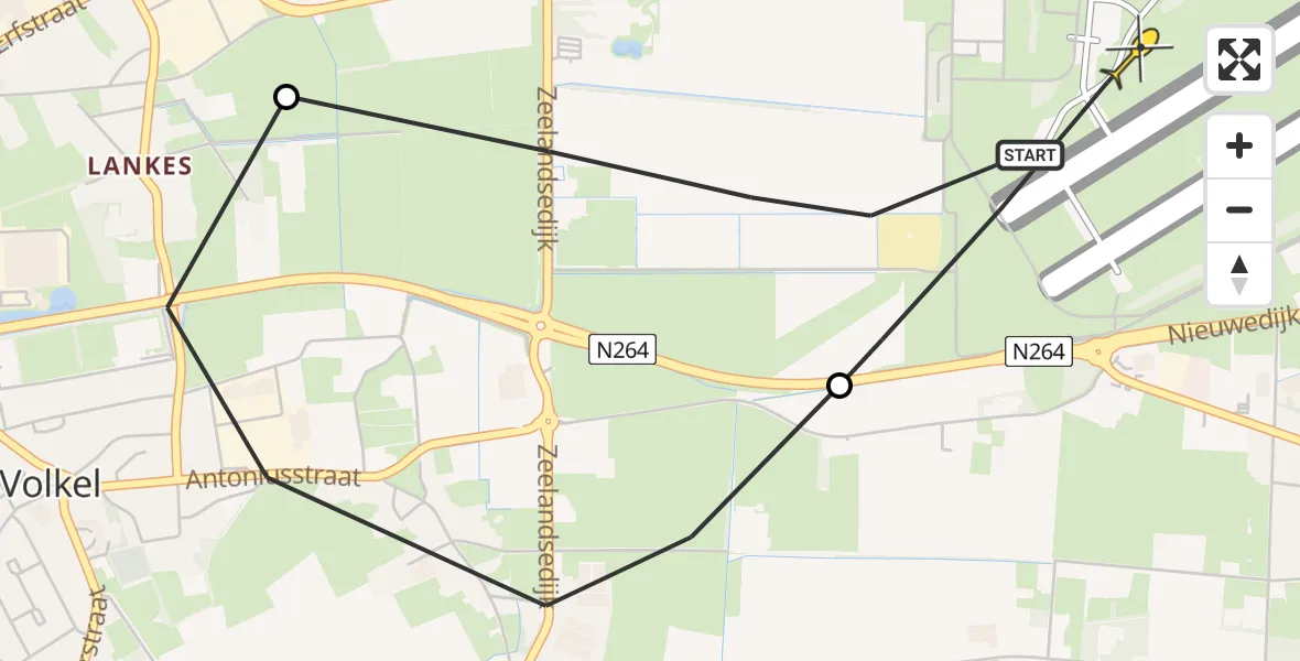 Routekaart van de vlucht: Lifeliner 3 naar Vliegbasis Volkel, Zeelandsedijk