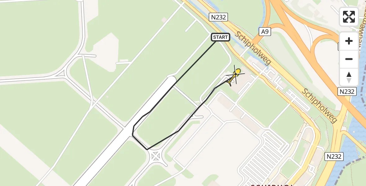 Vluchtroute Politiehelikopter van Schiphol naar Schiphol