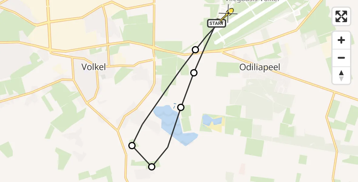 Routekaart van de vlucht: Lifeliner 3 naar Vliegbasis Volkel, Rechtestraat