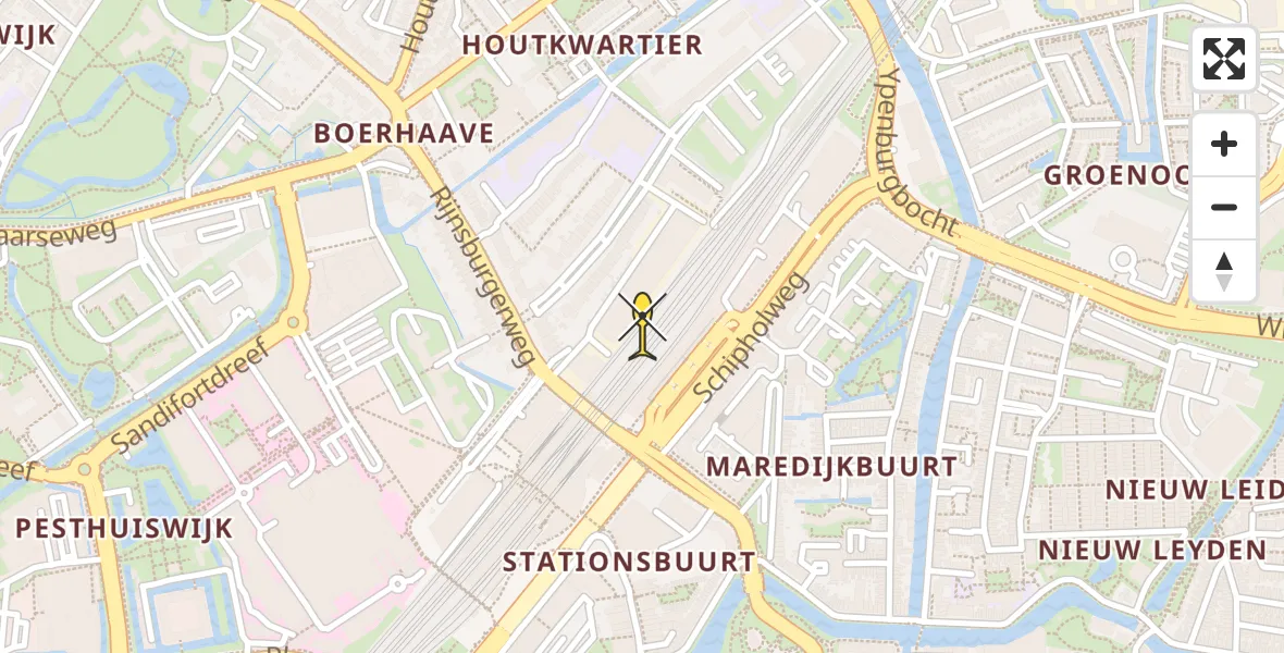 Routekaart van de vlucht: Lifeliner 1 naar Leiden