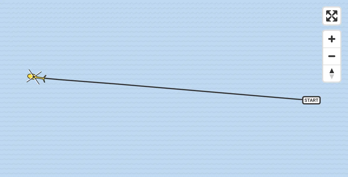 Routekaart van de vlucht: Kustwachthelikopter naar 