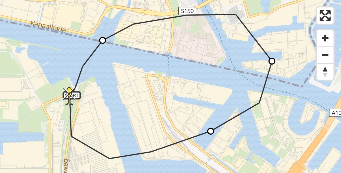 Routekaart van de vlucht: Lifeliner 1 naar Amsterdam Heliport, Maltaweg