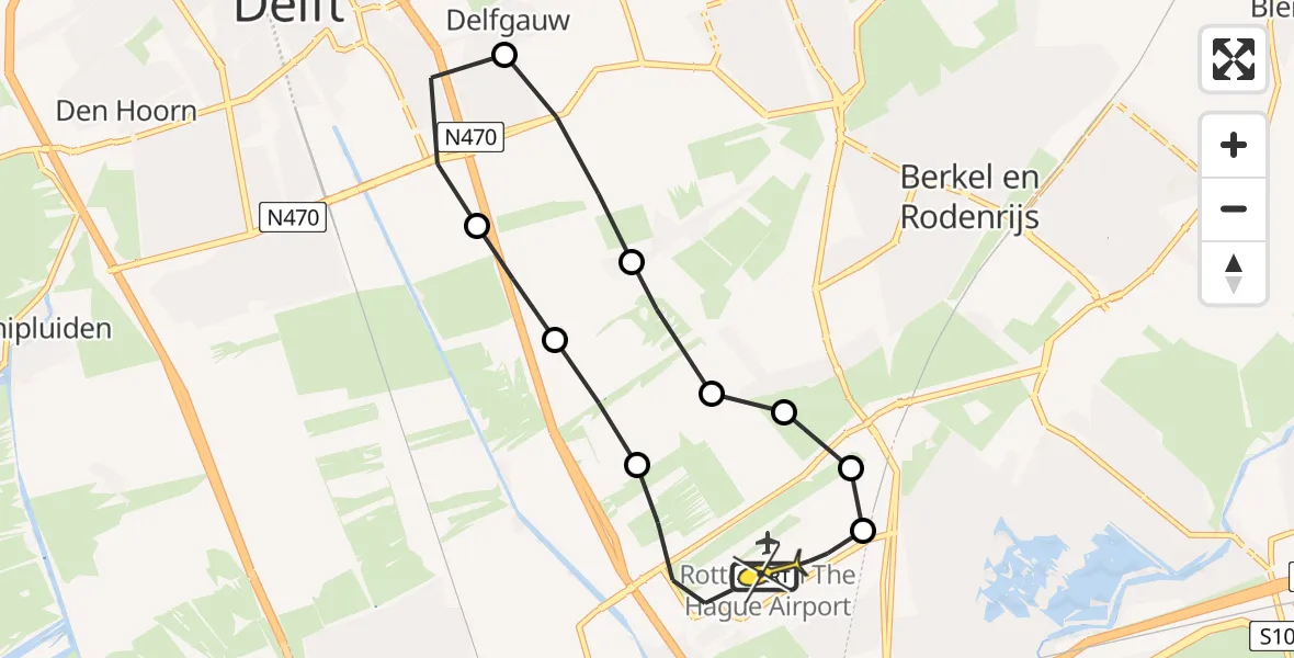 Routekaart van de vlucht: Lifeliner 2 naar Rotterdam The Hague Airport, Vliegveldweg