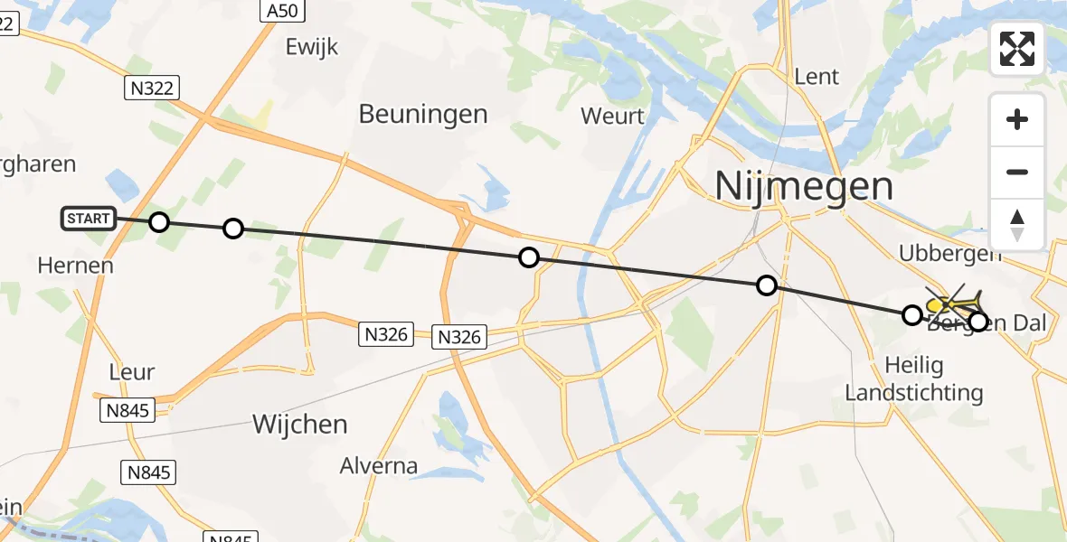 Routekaart van de vlucht: Politiehelikopter naar Nijmegen, Ficarystraat