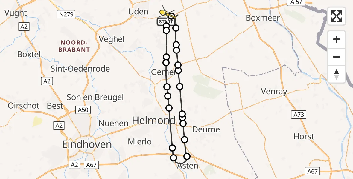 Routekaart van de vlucht: Lifeliner 3 naar Vliegbasis Volkel, Scheidingsweg