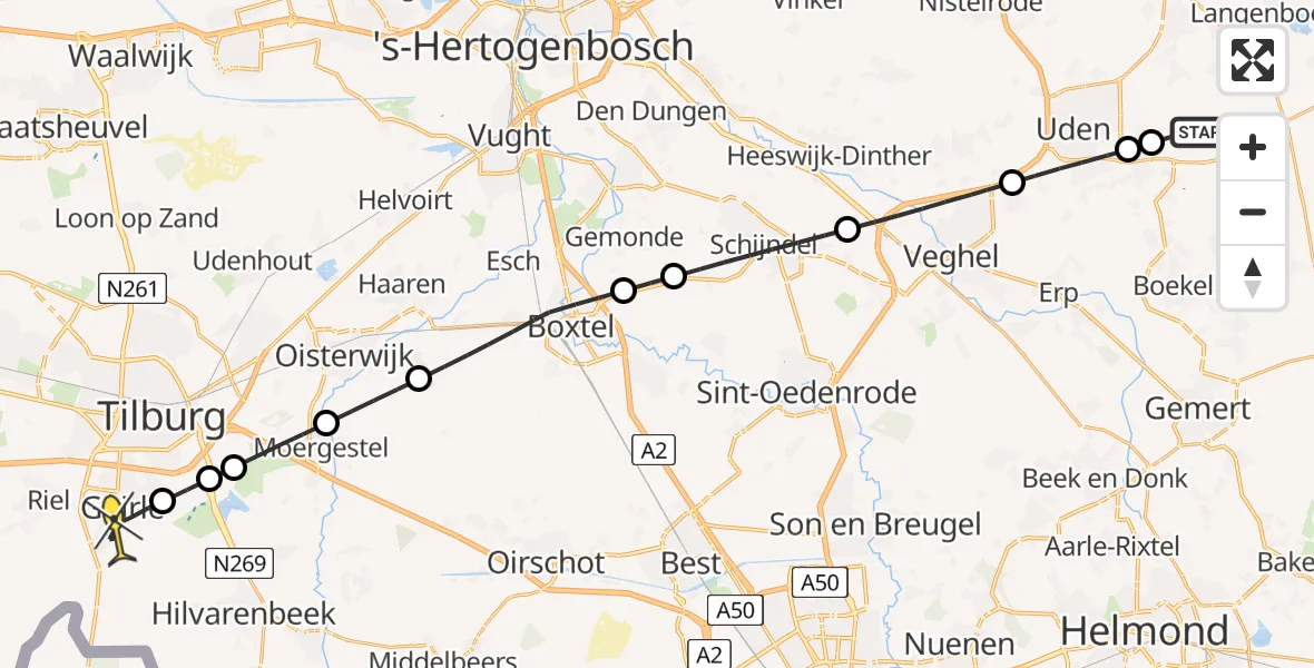 Routekaart van de vlucht: Lifeliner 3 naar Goirle, Frontstraat
