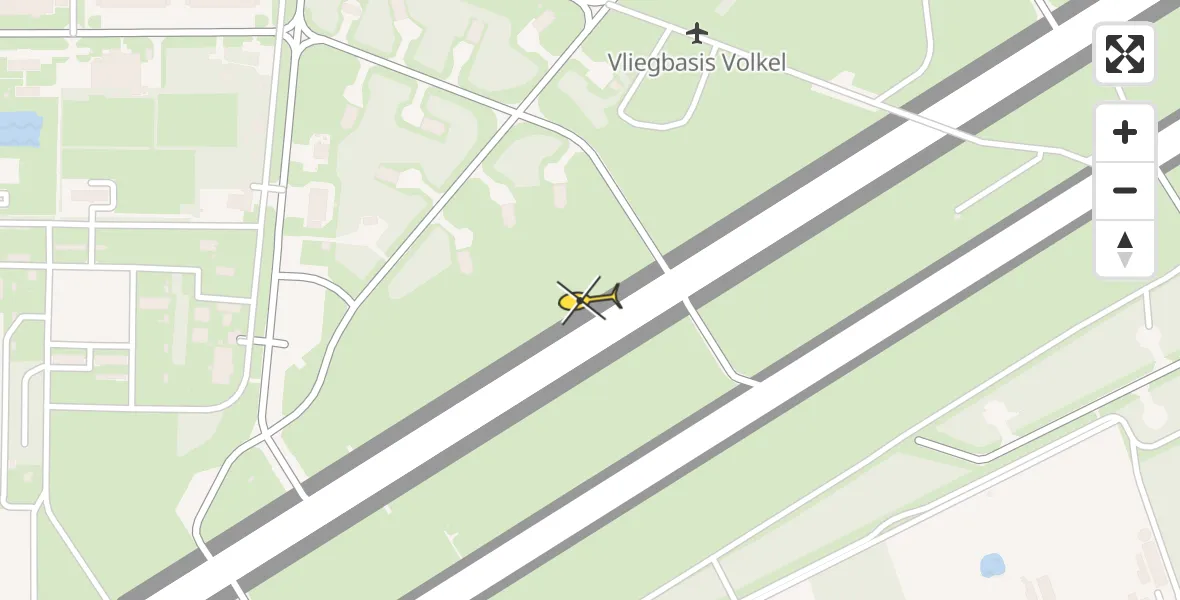 Vluchtroute Politiehelikopter van Vliegbasis Volkel naar Vliegbasis Volkel