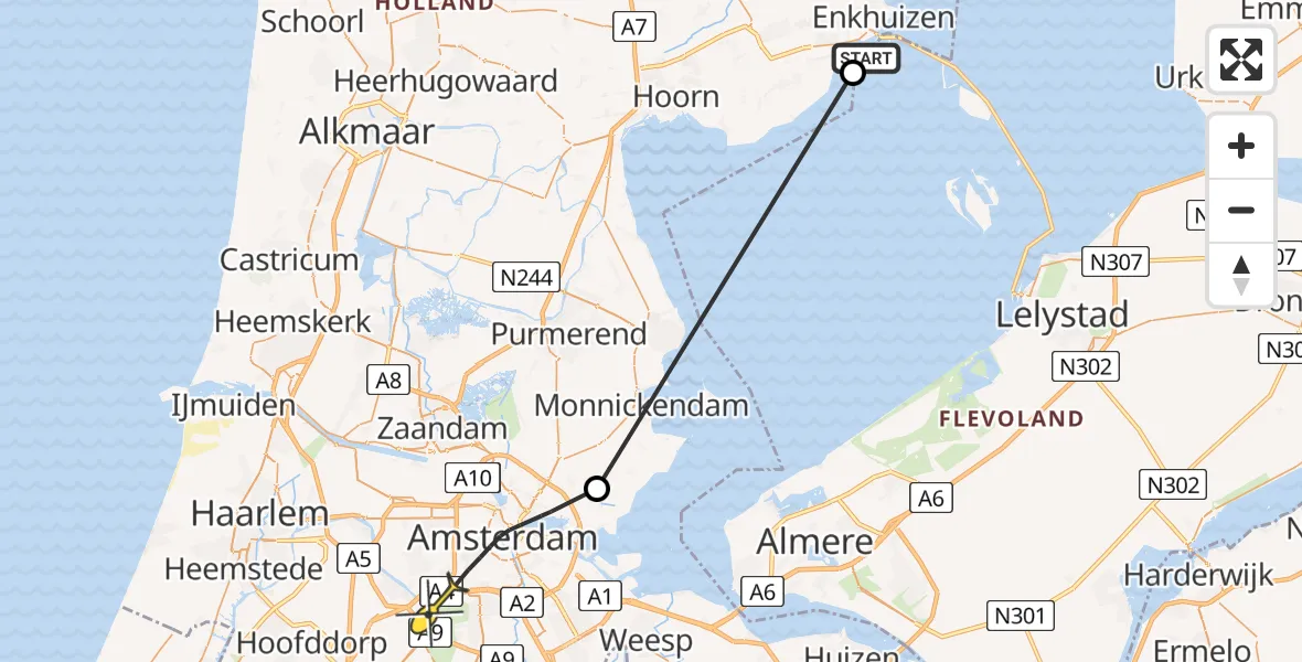 Routekaart van de vlucht: Politieheli naar Amsterdam, Koenenkade