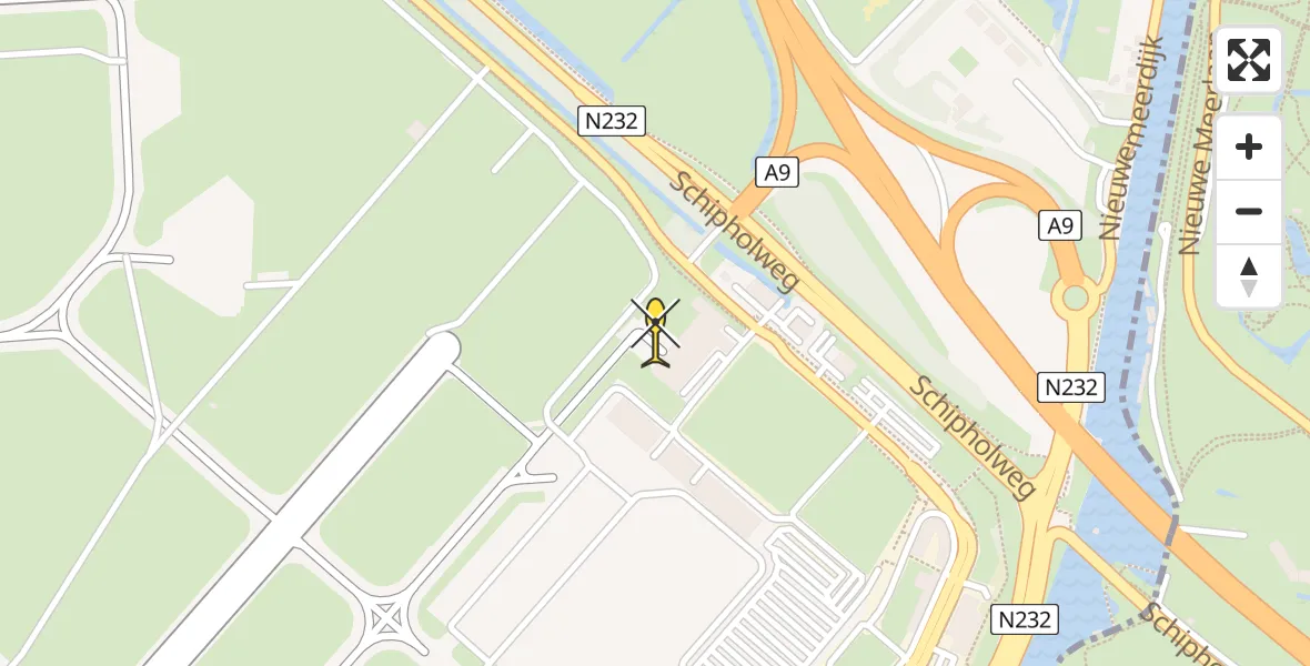 Routekaart van de vlucht: Politiehelikopter naar Schiphol