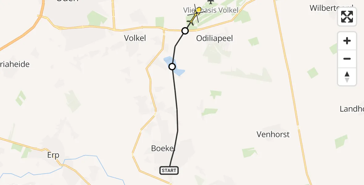 Routekaart van de vlucht: Lifeliner 3 naar Vliegbasis Volkel, Burgt