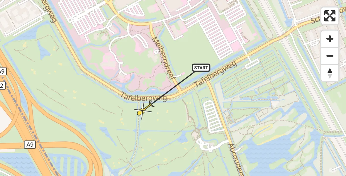 Routekaart van de vlucht: Lifeliner 1 naar Academisch Medisch Centrum (AMC), Tafelbergweg