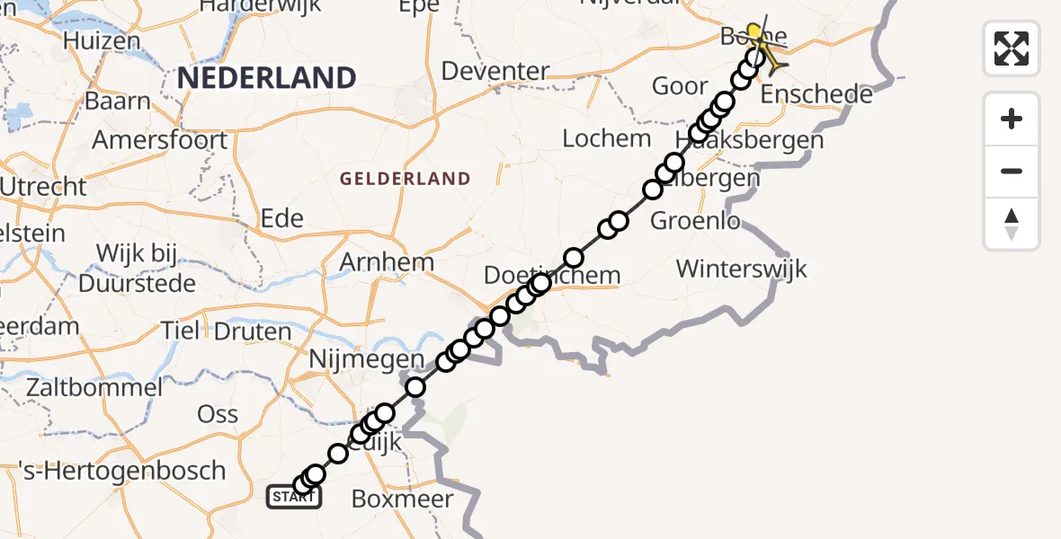 Routekaart van de vlucht: Lifeliner 3 naar Hengelo, Trentsedijk