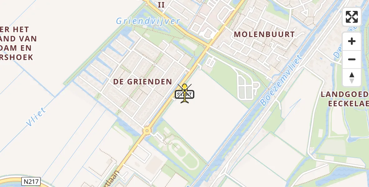 Routekaart van de vlucht: Lifeliner 2 naar Puttershoek, Sportlaan