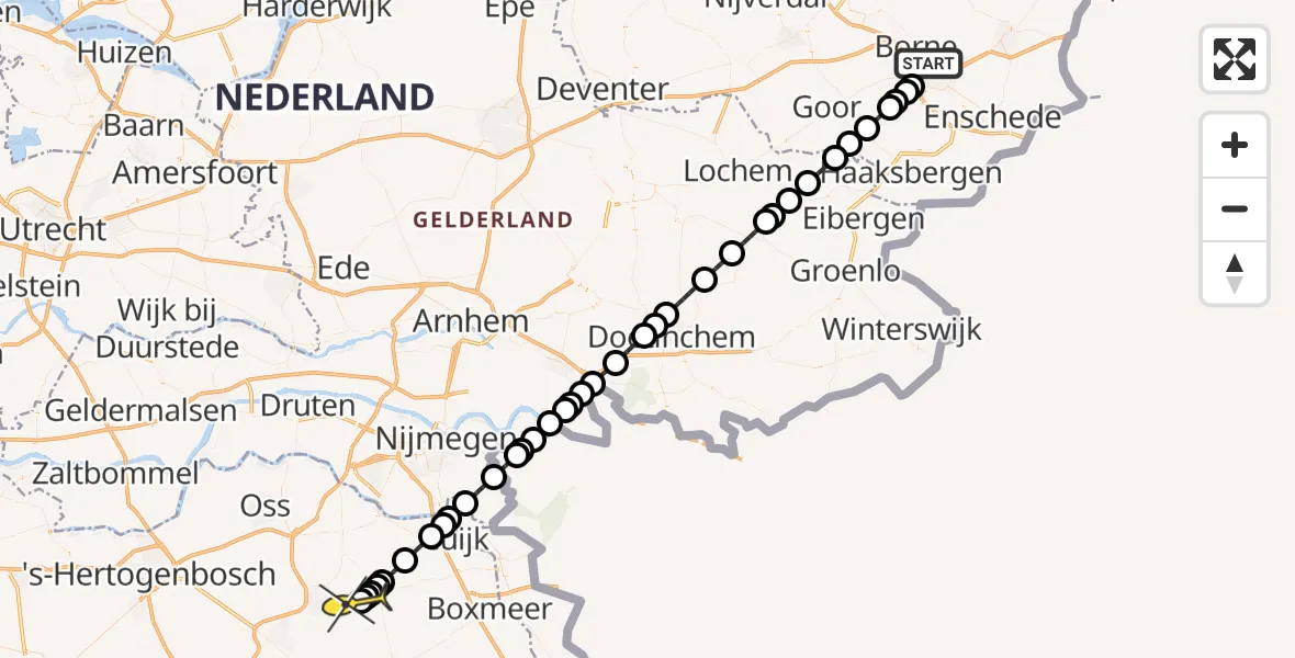 Routekaart van de vlucht: Lifeliner 3 naar Vliegbasis Volkel, Europalaan