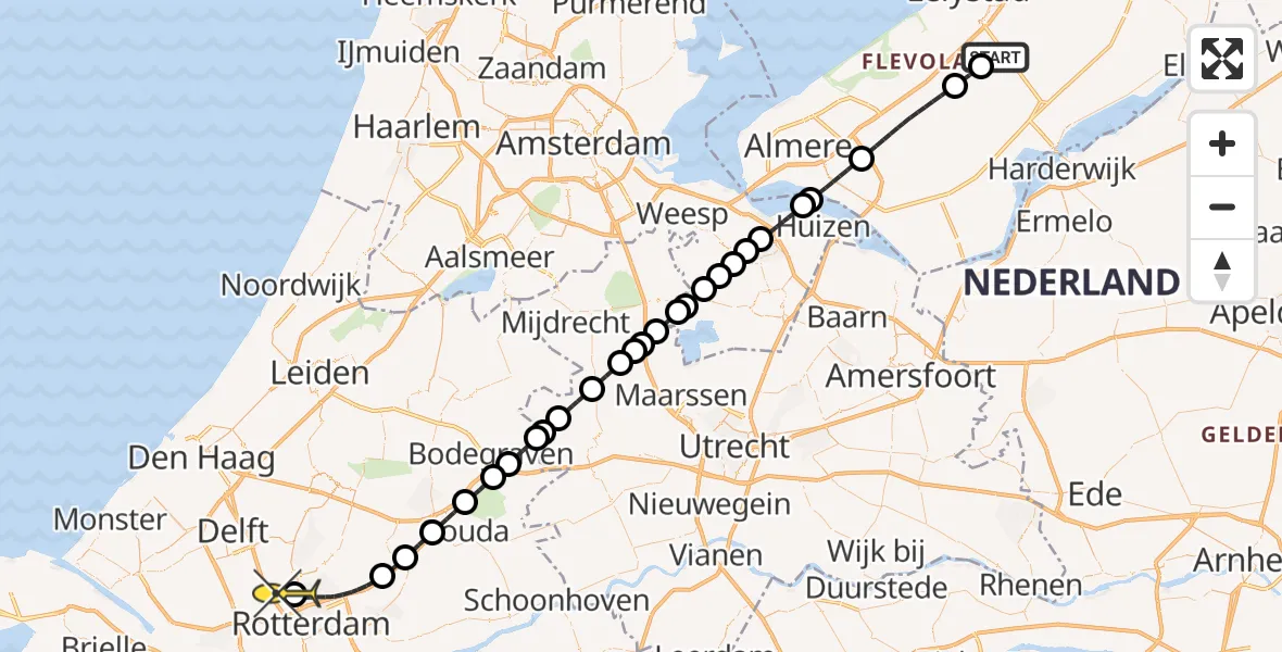 Routekaart van de vlucht: Traumaheli naar Rotterdam The Hague Airport, Eendenweg