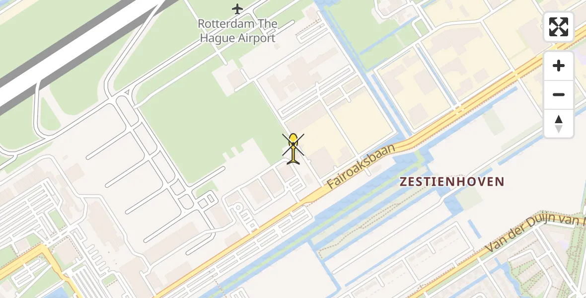 Vluchtroute Traumahelikopter van Rotterdam The Hague Airport naar Rotterdam The Hague Airport