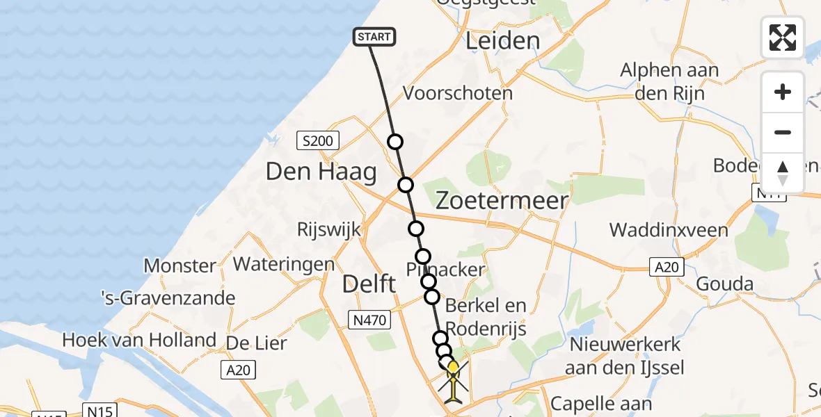 Routekaart van de vlucht: Lifeliner 2 naar Rotterdam The Hague Airport, Wassenaar