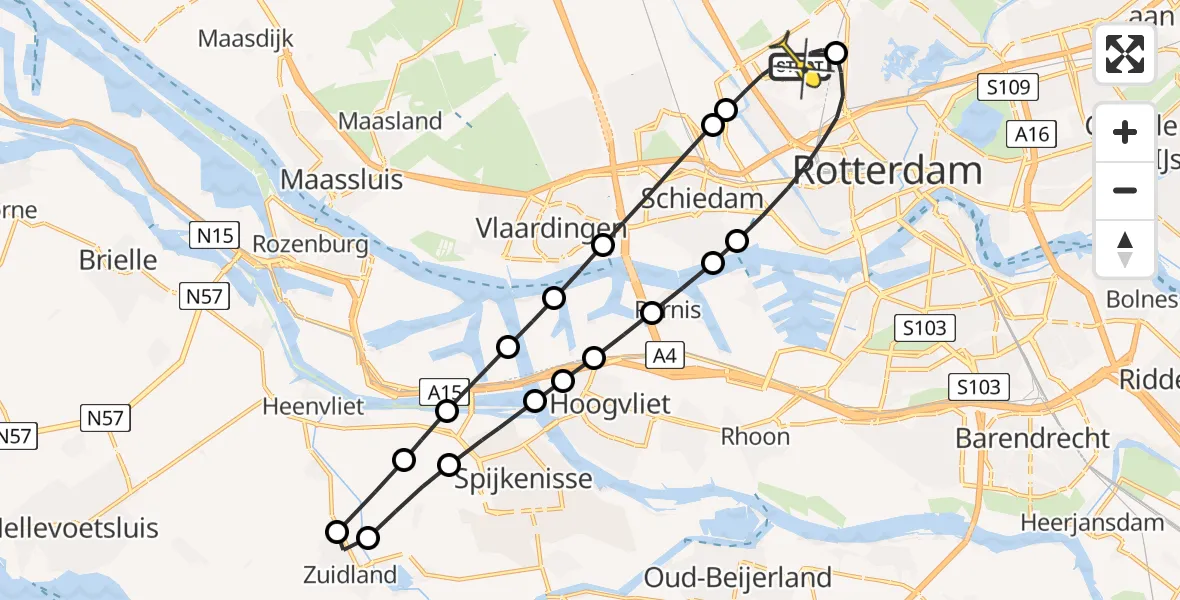 Routekaart van de vlucht: Lifeliner 2 naar Rotterdam The Hague Airport, Achterdijk