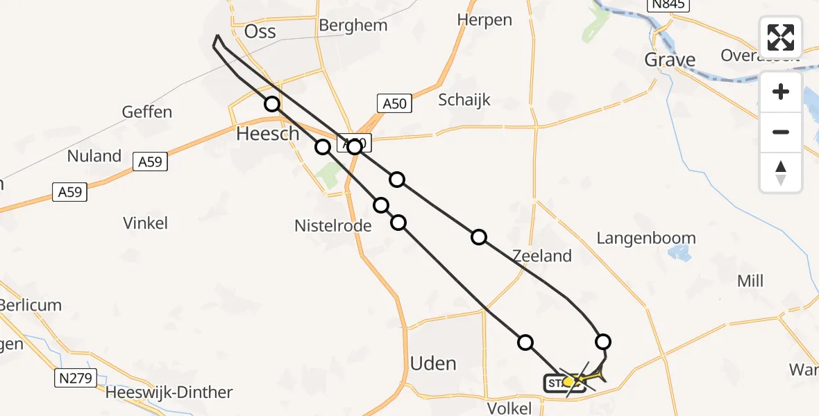 Routekaart van de vlucht: Lifeliner 3 naar Vliegbasis Volkel, Jagersveld