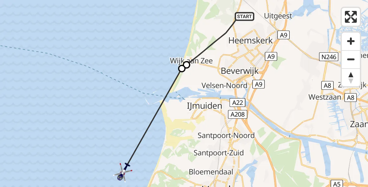 Vluchtroute Politiehelikopter Heemskerk - , 18 juni 2025, 09:21