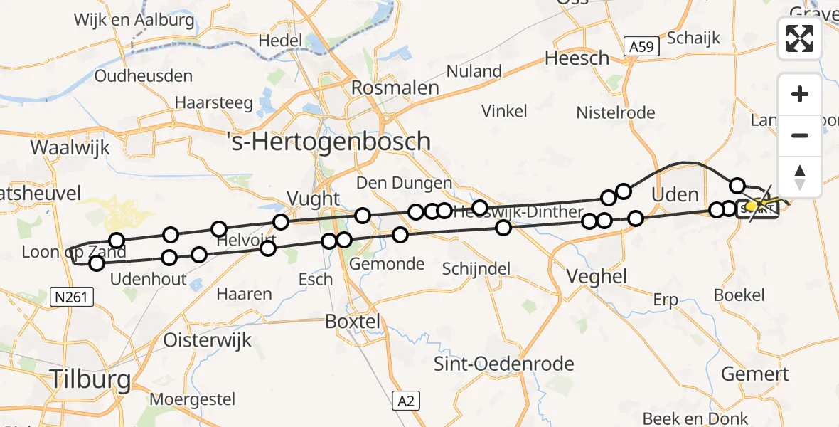 Routekaart van de vlucht: Lifeliner 3 naar Vliegbasis Volkel, Venstraat