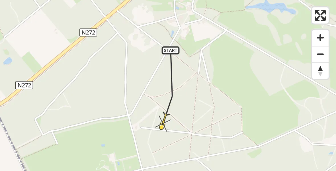 Routekaart van de vlucht: Politiehelikopter naar Oploo, Gemertseweg