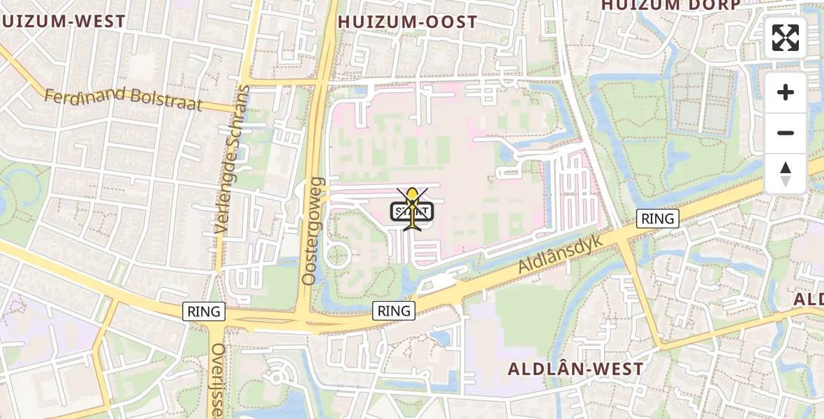 Routekaart van de vlucht: Ambulanceheli naar Leeuwarden, Aldlânsdyk