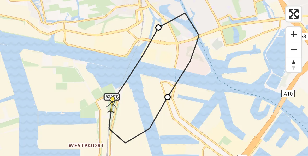 Routekaart van de vlucht: Lifeliner 1 naar Amsterdam Heliport, Hemkade