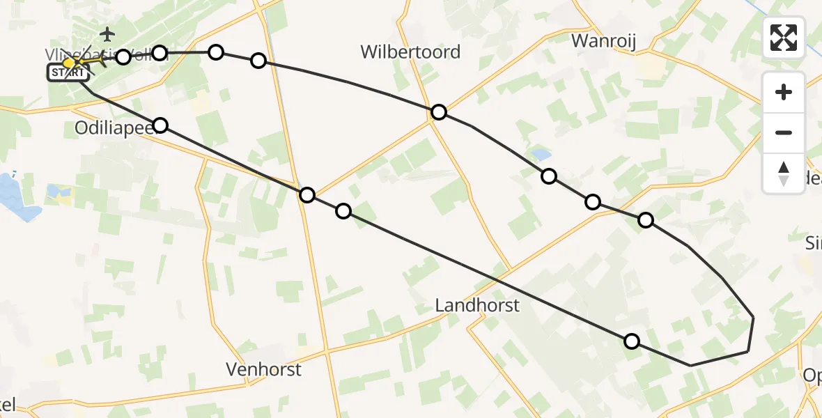 Routekaart van de vlucht: Lifeliner 3 naar Vliegbasis Volkel, Beukenlaan