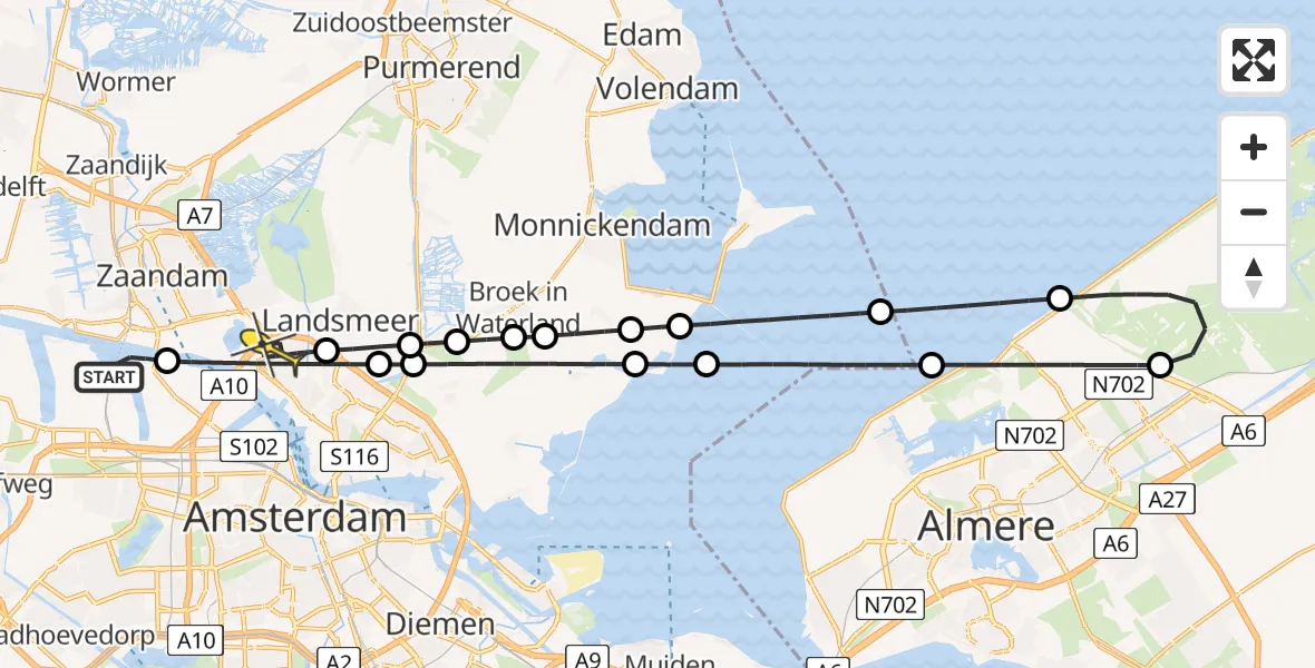 Routekaart van de vlucht: Lifeliner 1 naar Amsterdam, Hemweg