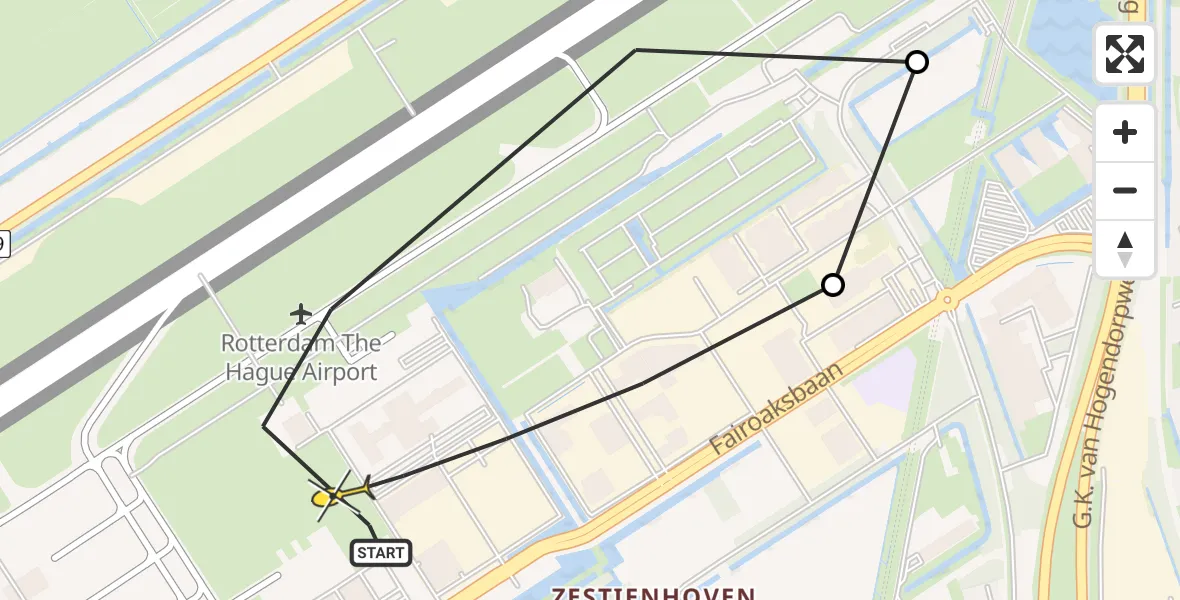 Routekaart van de vlucht: Lifeliner 2 naar Rotterdam The Hague Airport, Bovendijk