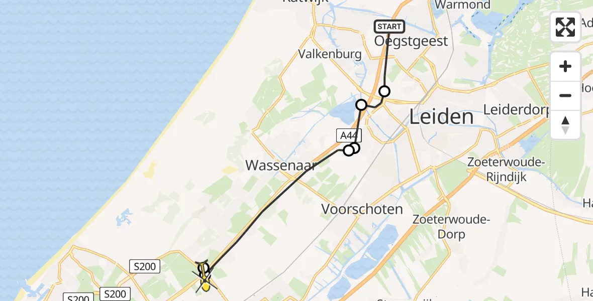 Routekaart van de vlucht: Politieheli naar Den Haag, Endegeesterstraatweg