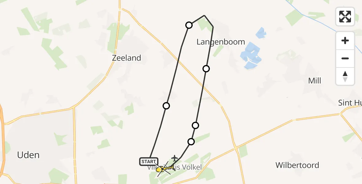 Routekaart van de vlucht: Lifeliner 3 naar Vliegbasis Volkel, Millsebaan