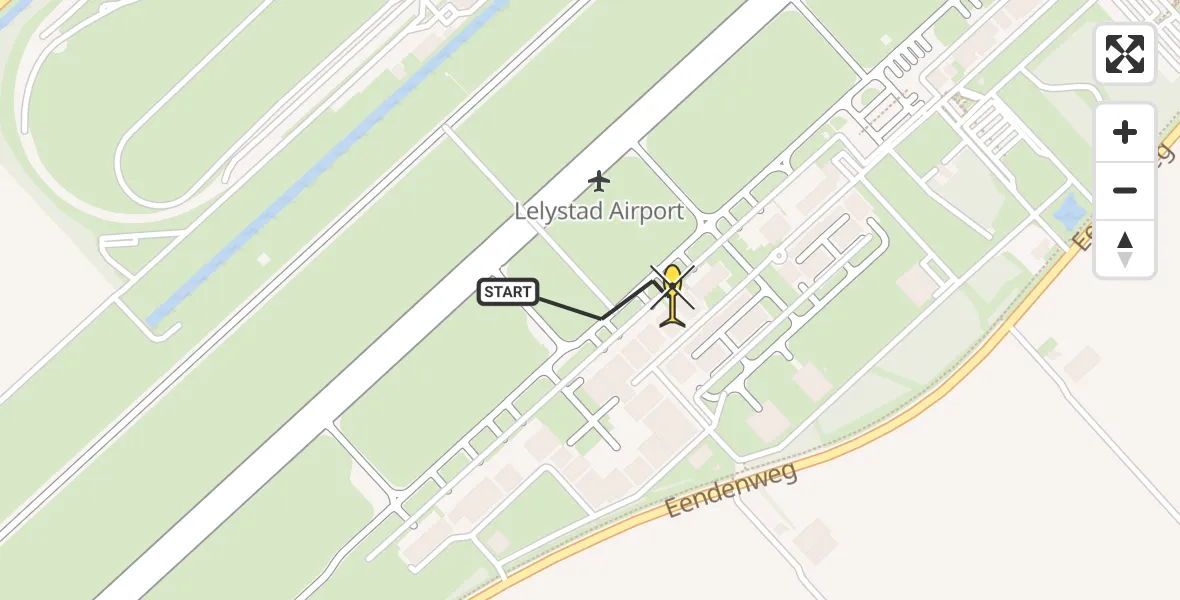 Routekaart van de vlucht: Traumahelikopter naar Lelystad Airport, Emoeweg