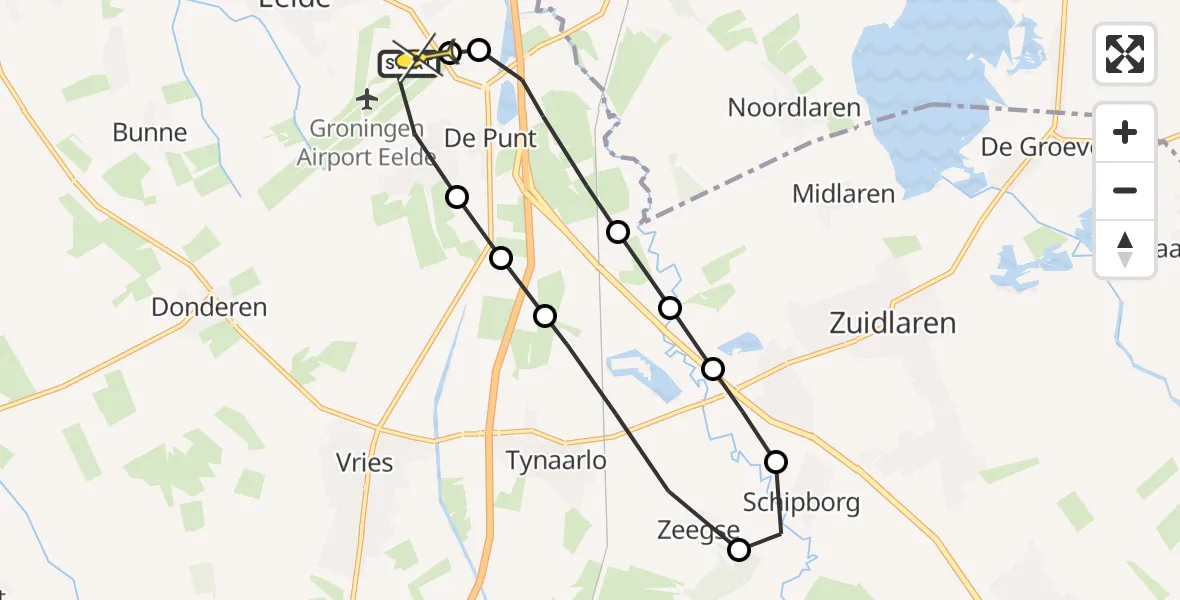 Routekaart van de vlucht: Lifeliner 4 naar Groningen Airport Eelde, Bolhuisgat