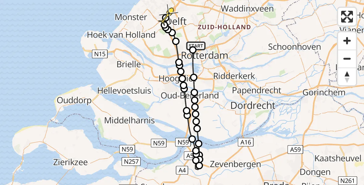 Routekaart van de vlucht: Lifeliner 2 naar Rijswijk, Zestienhovensekade