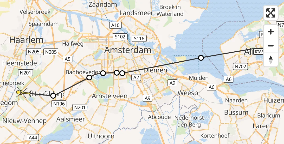 Routekaart van de vlucht: Politiehelikopter naar Hoofddorp, Wisselweg